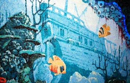 жидкие обои с рисунком в интерьере ванной комнаты